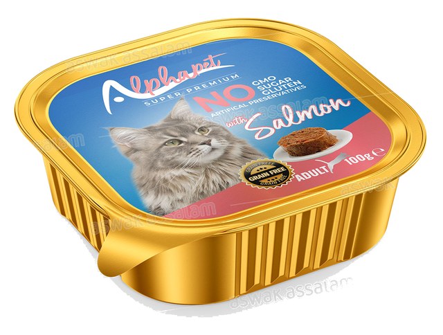 BARQUETTE PATE SAUMON POUR CHAT ADULTE 100G ALPHAPET