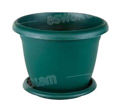 POT DE FLEURS AVEC SOUCOUPE 8,8L VERT GAMME VILLA FLOWER