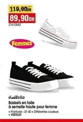 Baskets en toile à semelle haute pour femme – Pointures 37-40